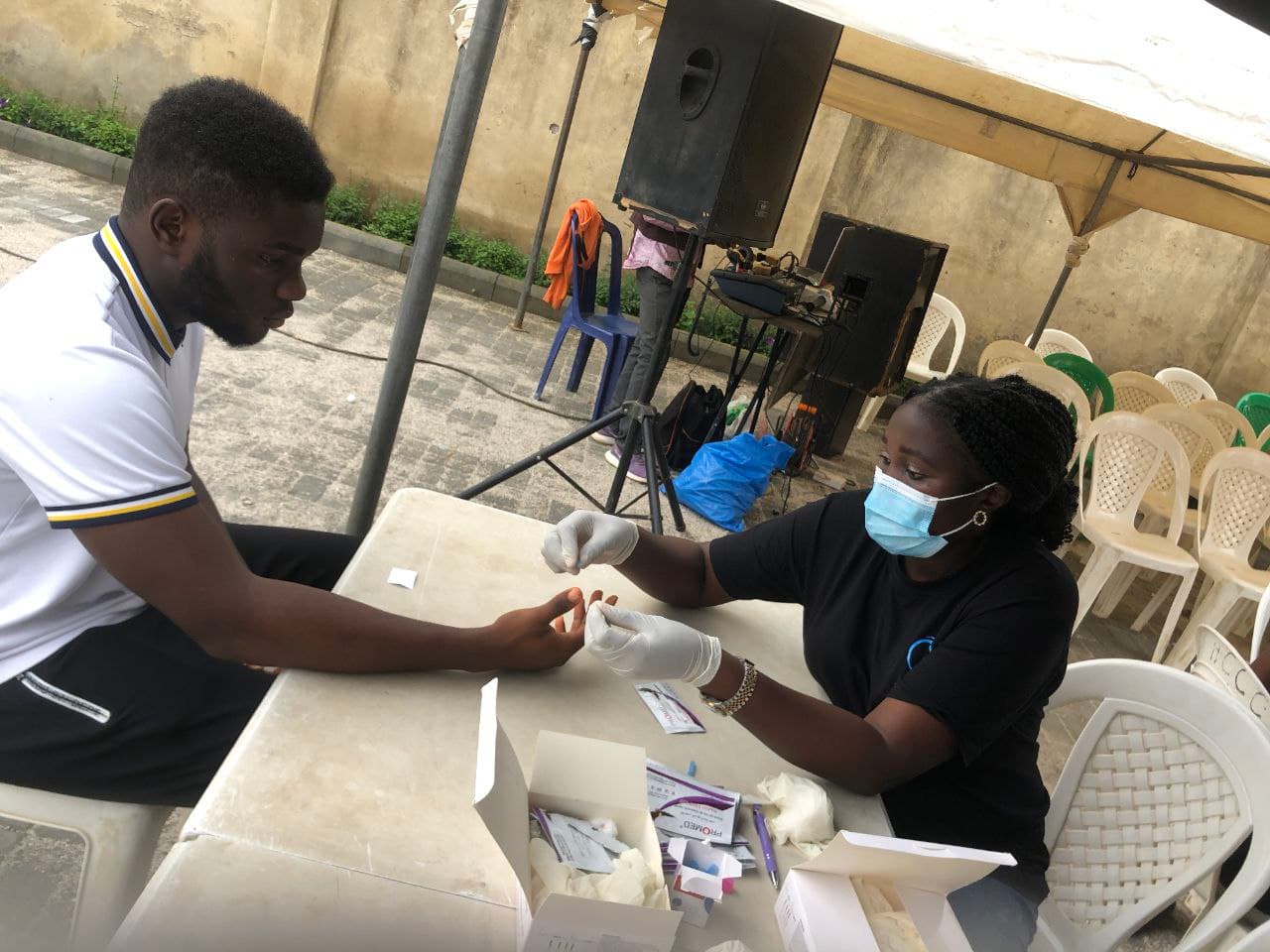 Healthcare professional with patient